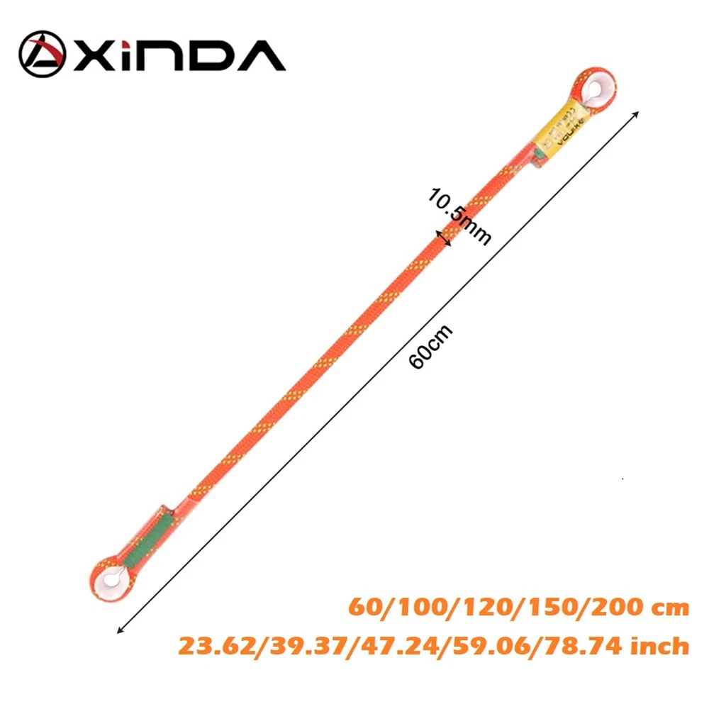 สายบันจี้จั๊มป์ขนาด60/100ซม. เชือกกลางแจ้งเชือกสำหรับทำงานระดับความสูงกันตกเชือกนิรภัย10.5มม. เพิ่มความเร็วในการปีนเขาการป้องกันชีวิต