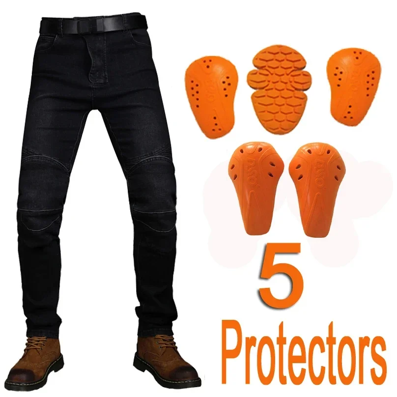 Autumn Winter Jeans Motorcycle Pants Protective Gear Outdoor Riding Touring Trousers Moto Pant 5 Protectors