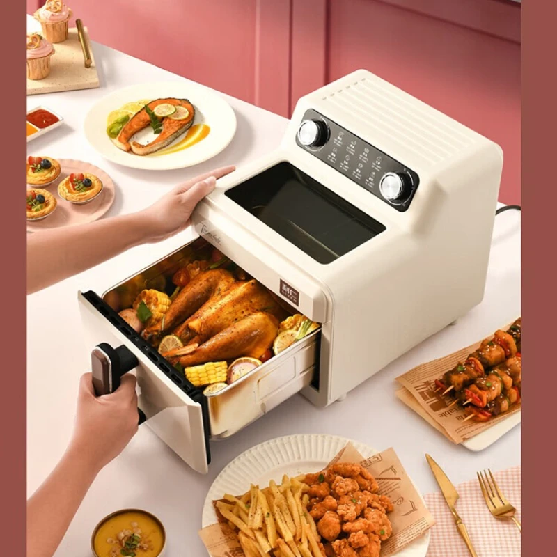 7L Visual 0-Coating Air Fryer, 304 Stainless Steel Basket No-Turn Oven, Scratch-Resistant Durable Metal Cavity for Home