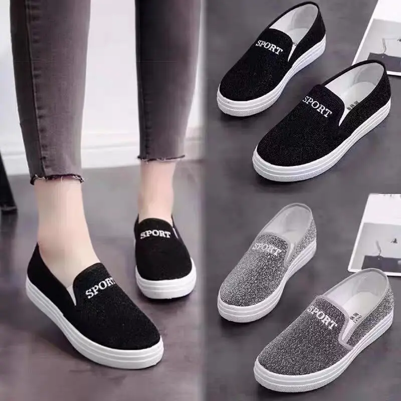 New Fashion Platform Cloth Shoes Women Shoes Spring and Autumn Flat Single Shoes Slip on Casual Lazy Shoes 2022 Zapatos De Mujer