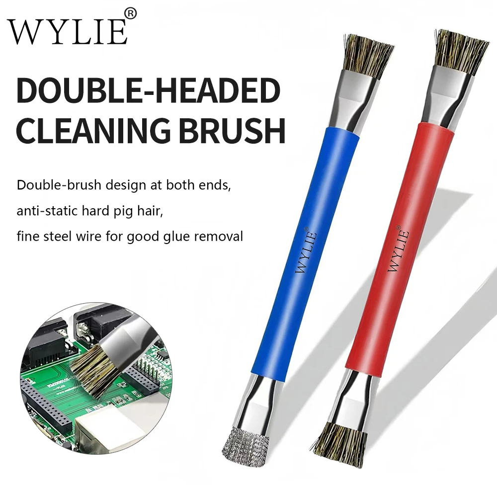 

WYLIE антистатическая щетка для чистки с двумя головками для ремонта мобильных телефонов, материнская плата, паяльные подушечки, чипы процессора, инструмент для очистки от пыли