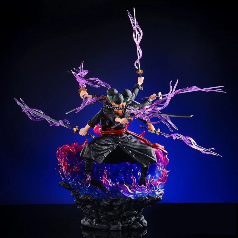 

24Cm One Piece Ghost Island Asura Nine Knife Flow Three Heads Six Arms Roronoa Zoro Cartoon Character Action Figures Model