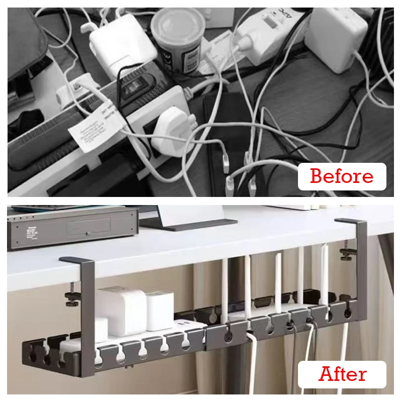 Under Table Cable Organizer No Punching Socket Router Wire Storage Rack Adjustable Cable Management Holder Home Office Supplies view 6