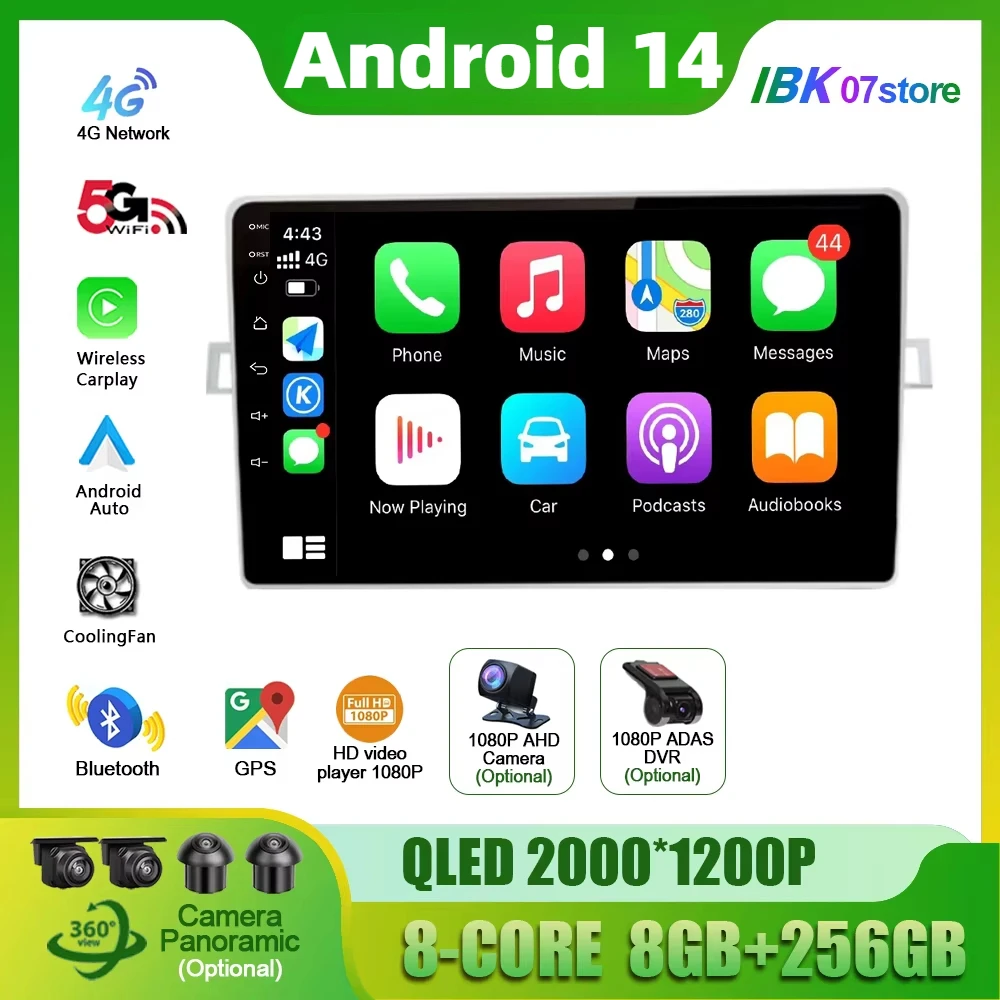 

Android 14 для Toyota Verso R20 2009-2018 4G GPS WIFI Беспроводной Bluetooth CarPlay Мультимедийный сенсорный экран Стереонавигация