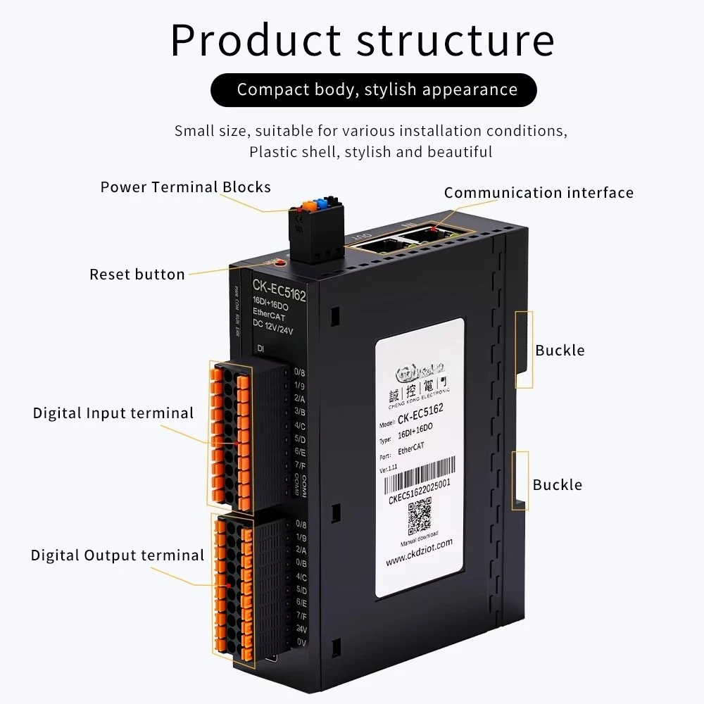 CK-EC5162 16-Ch Input and Output EtherCAT IO Module China Remote Control for Conveyor Belt High Quality IO Module From Supplier
