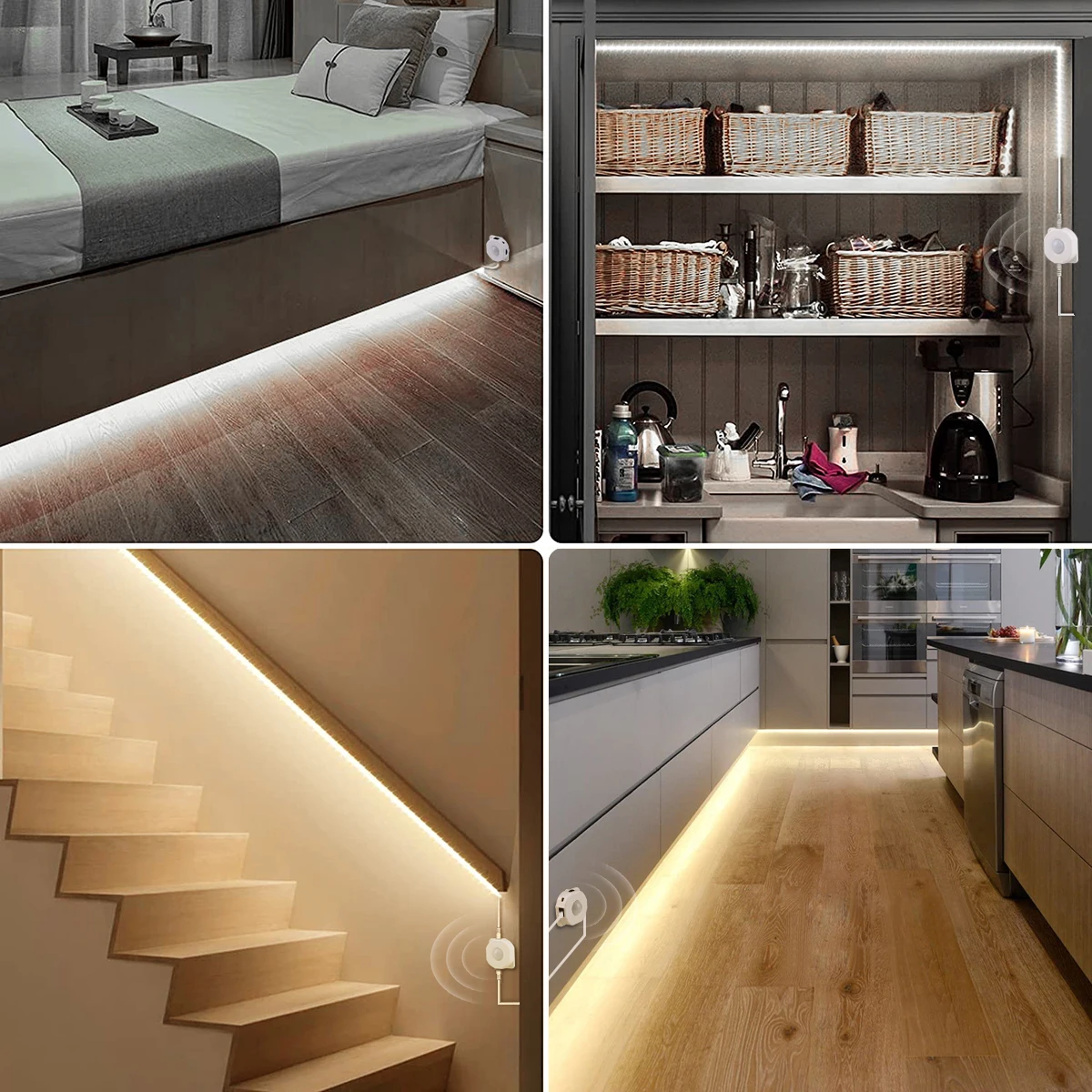 Wireless PIR Motion Sensor LED Strip Light 110V/220V Led Ribbon 1-5M DC12V Auto on/off diode tape TV Backlight Lamp for kitchen