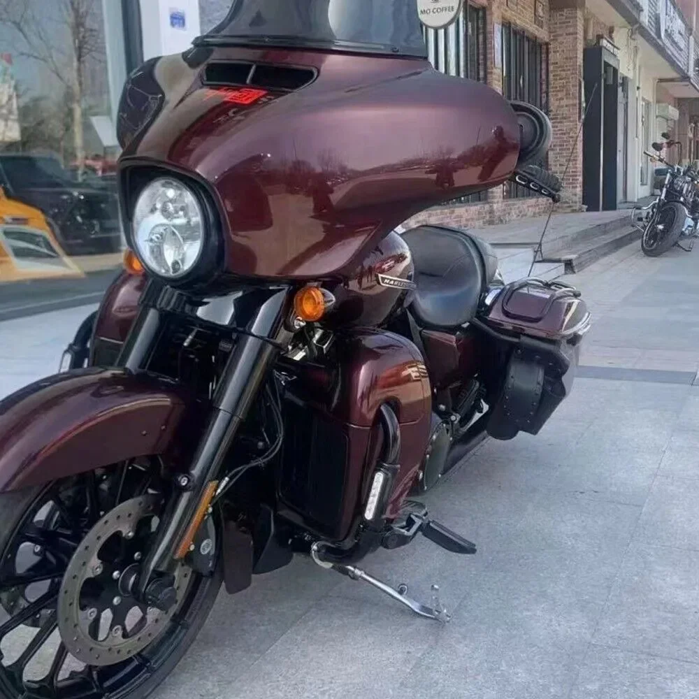 Motorcycle PU Leather Left Right Saddlebag Guard Crash Bar Bag Water Bottle Holder For Harley Touring Electra Street Glide 83-up
