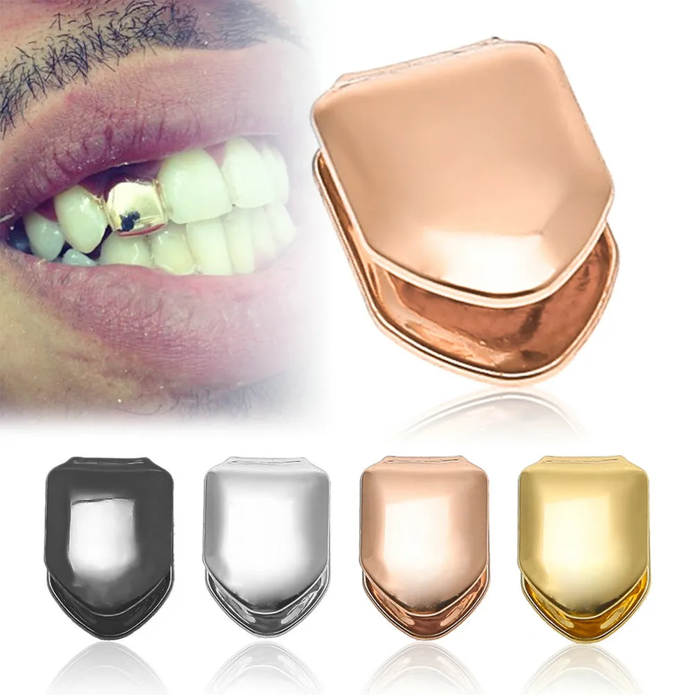 Single Tooth Grill for Hip Hop Style 14K Gold Plated Brass Canine Cap Nickel Free Safe Material Easy Mold Reusable Fashion Teeth