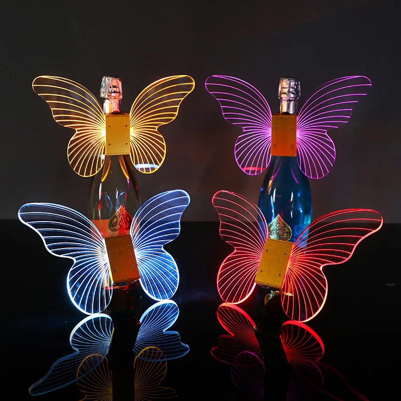 

Customized LED luminous butterfly flash champagne head colorful flash stick bar KTV wine atmosphere cheering props