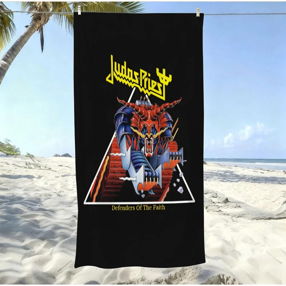 1pc J-Judas Priest Defenders Of The Faith Beach Towel Microfiber Quick Dry Bath Towel For Pool Beach Travel Metal Band Fans Gift
