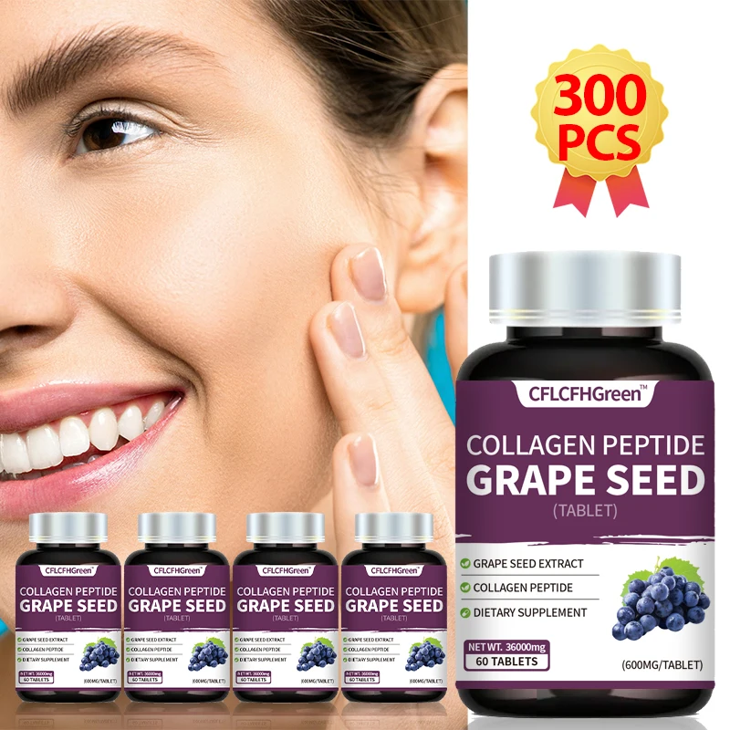 Grape Seed Extract Natural Organic Tablet Collagen Peptide Capsules Antioxidant Skin Whitening Immune Health 60/180/300Pcs