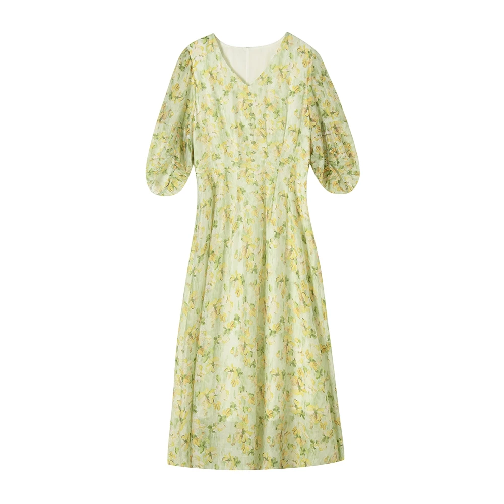Maxdiane Summer New Gentle Beach Vaion Sleeen Floral V-ne Dr Faionable Maxi Dr للنساء فوق 35 عامًا