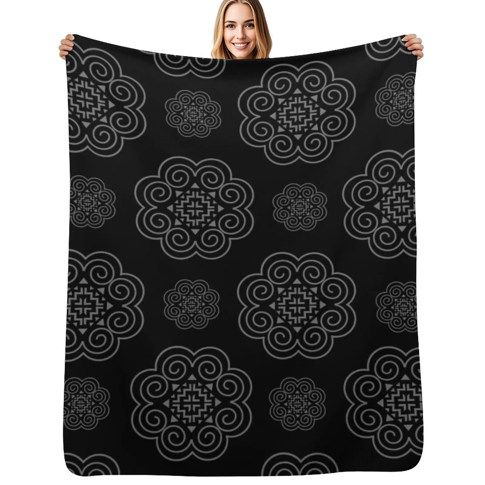 

Hmong Symbol Pattern Design Throw Blanket Warm Throw Blanket Gift for Anniversary