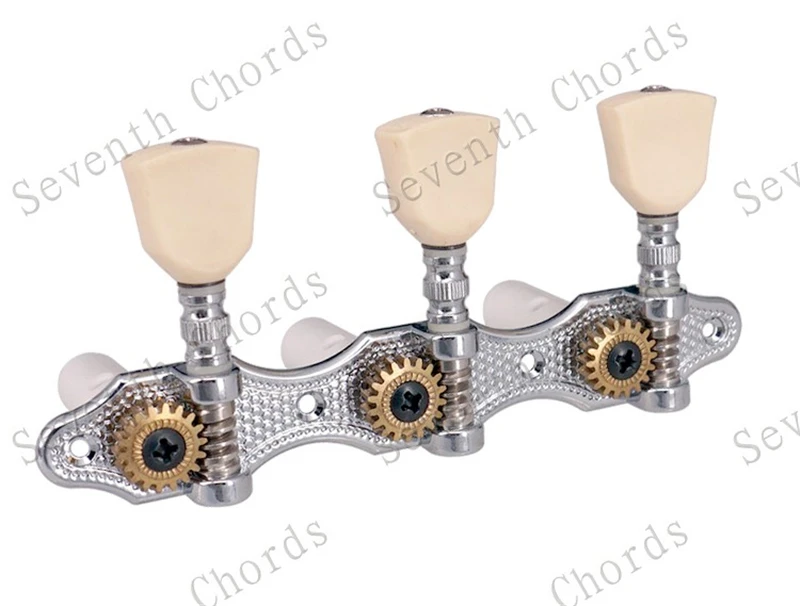 Ein Set Jadegrüne Trapezförmige Knöpfe 3R3L Chrom-Saitenstimmer Mechaniken für Klassische Gitarren Zubehörteile – Detail 13