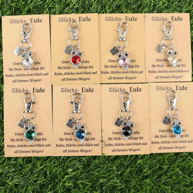 8pcs Interesting Owl Series Keychain Set Lucky Owl Card Actively support gifts Backpack Backpack decorations Women's Fashion Des