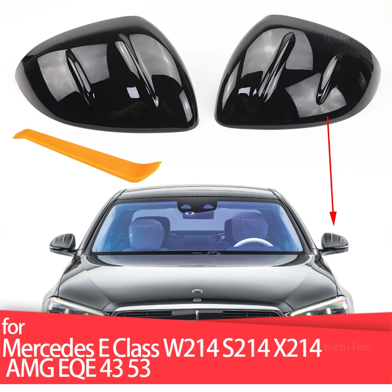 Carbon Fiber Pattern Black Side Mirror cover Caps for Mercedes-Benz E-Class E Class W214 S214 X214 EQE V295 AMG 43 53