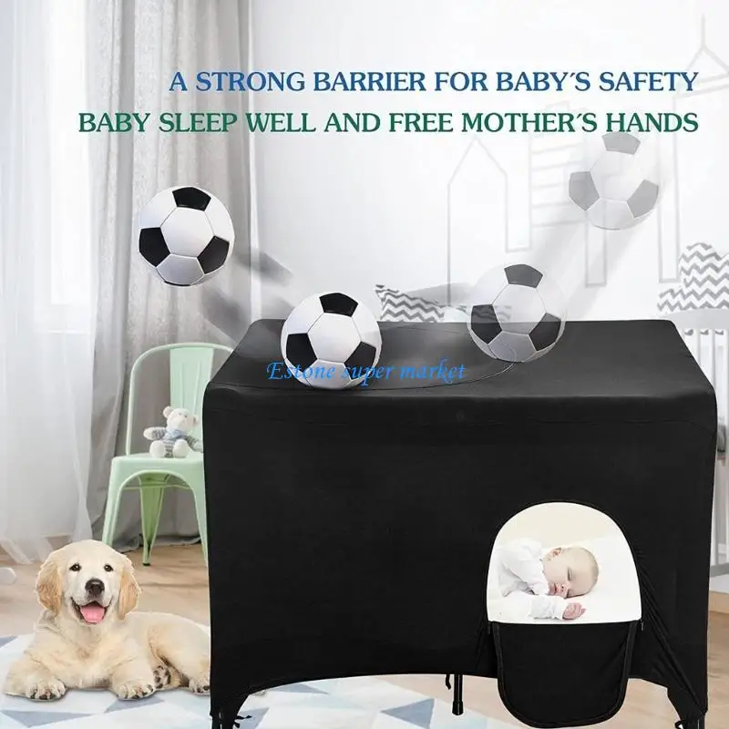 090B Portable Stretchy Bed Cover Crib Sunshade for Playard Crib with Side Pocket