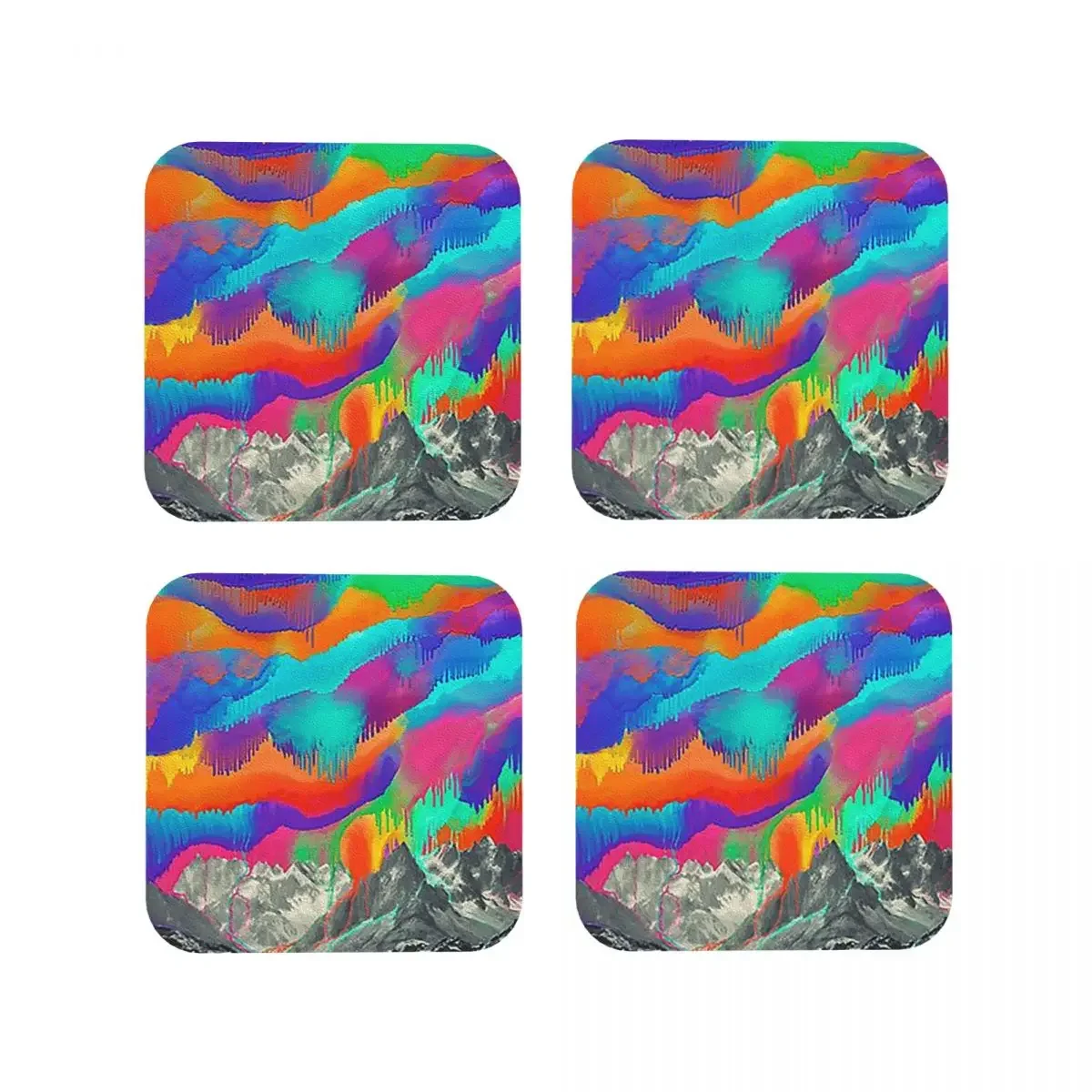 Skyfall, Melting Northern Lights Coasters Kitchen Placemats Non-slip Insulation Cup Coffee Mats For Home Tableware Pads Set of 4