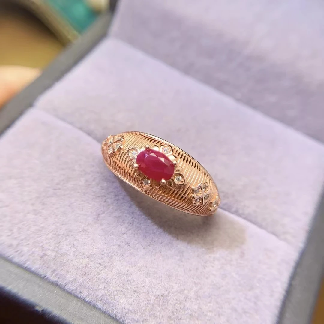 KJJEAXCMY Natural Ruby Ring S925 silver , electroplated locking color process, high clarity Full of luster Support testing