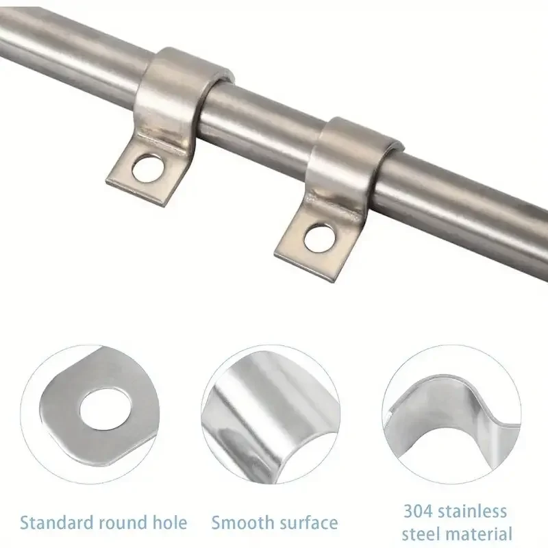 50pcs Motorhome Metal Pipe Cable Fixing Clamps U-Shaped Stainless Steel Clips Hooks For Dia. 6-7mm Pipe RV Camper Accessories