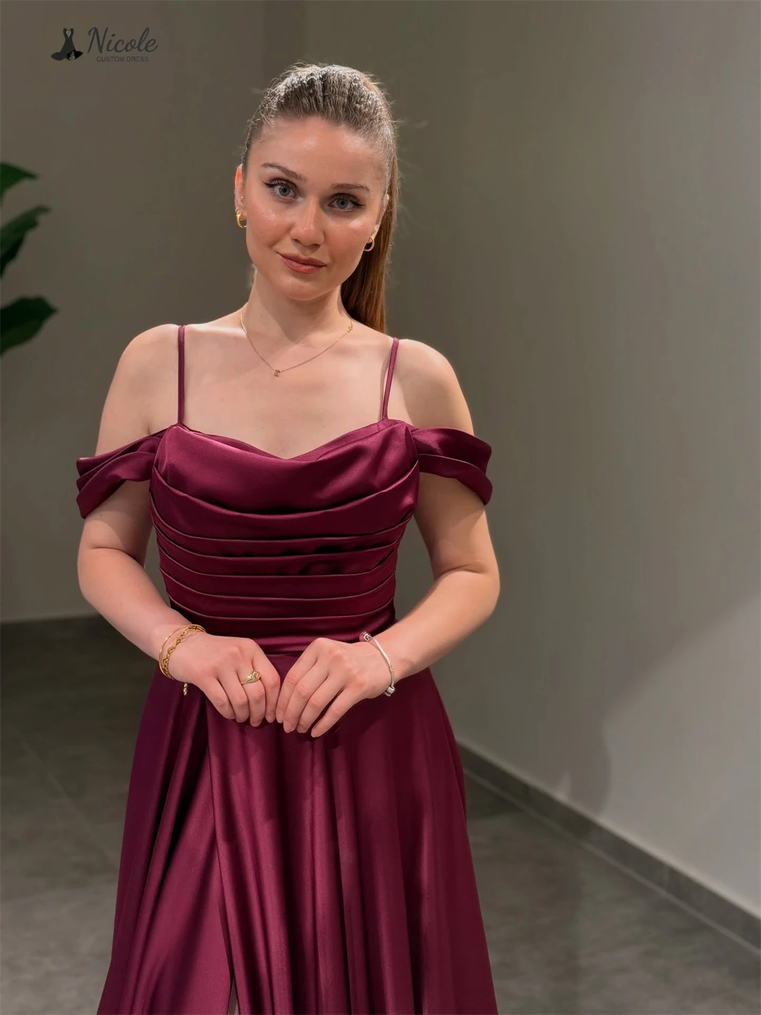 Nicole Robe De Cocktail Femme Spalline sottili Abiti da sera da donna di lusso Donna Elegante linea A Abiti da ballo di lusso