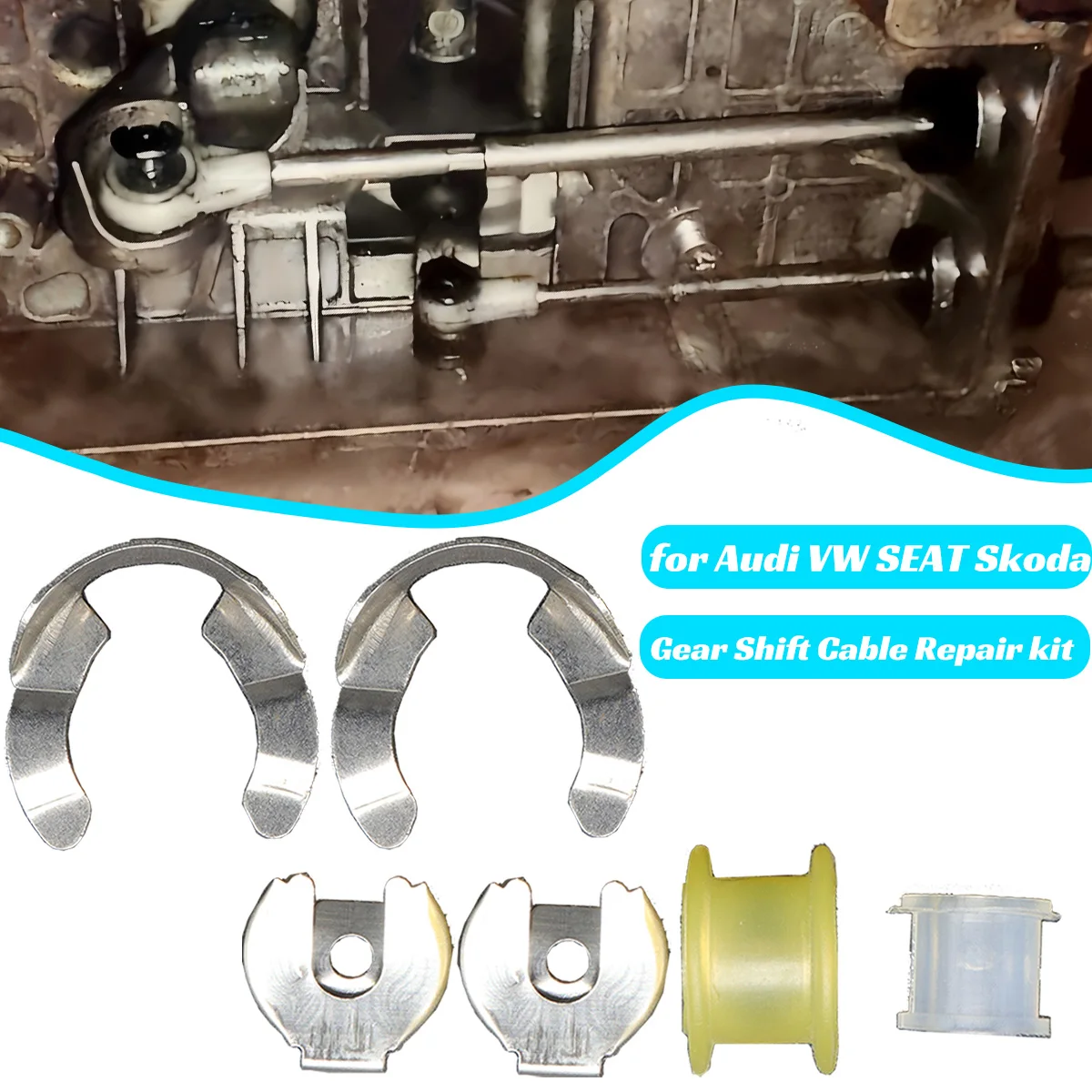 

Manual Transmission Gearshift Cable Bushing Lock Washer Shifter Selector Linkage End Rod Kit for Audi VW SEAT Skoda Accessories