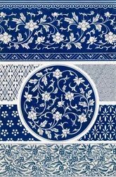 Blue Block Print Table Cloth Indian Floral Table Cover Farmhouse Tablecloth Gift