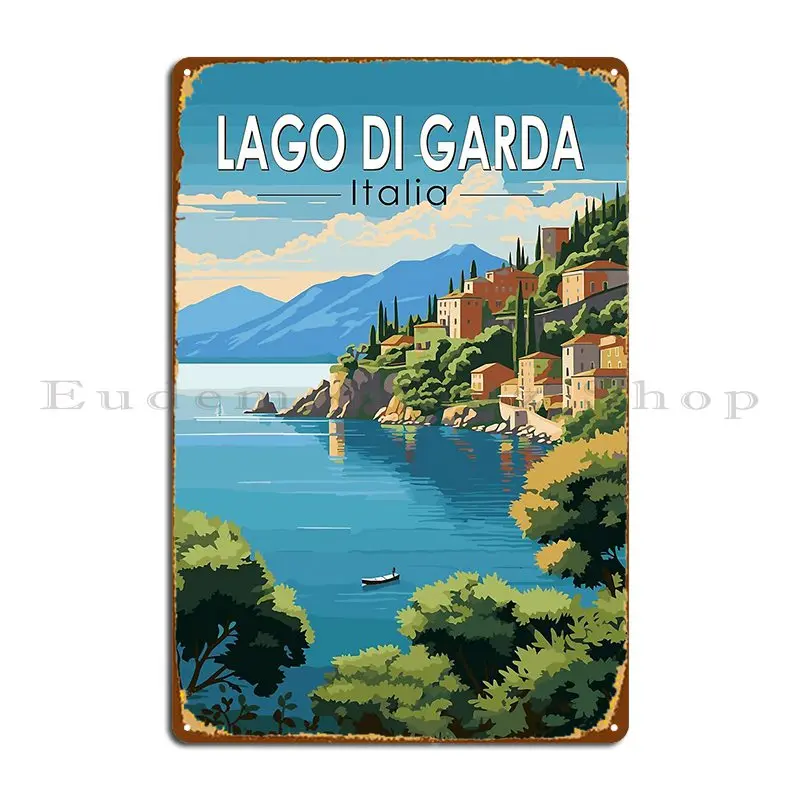 Lago Di Garda Italia Travel Art Vintage Metal Sign Poster Party Garage Wall Decor Printing Classic Tin Sign Poster