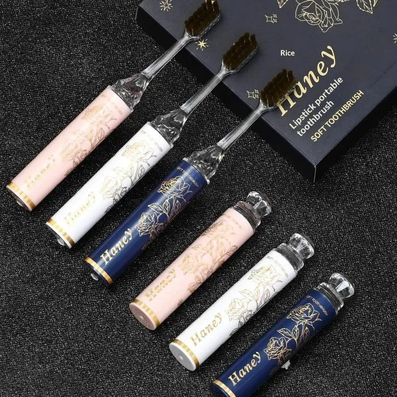 Luxury Lipstick Style Soft Hair Folding Toothbrush Portable Detachable Cleaning Teeth For Travel Ultra Soft Oral Care