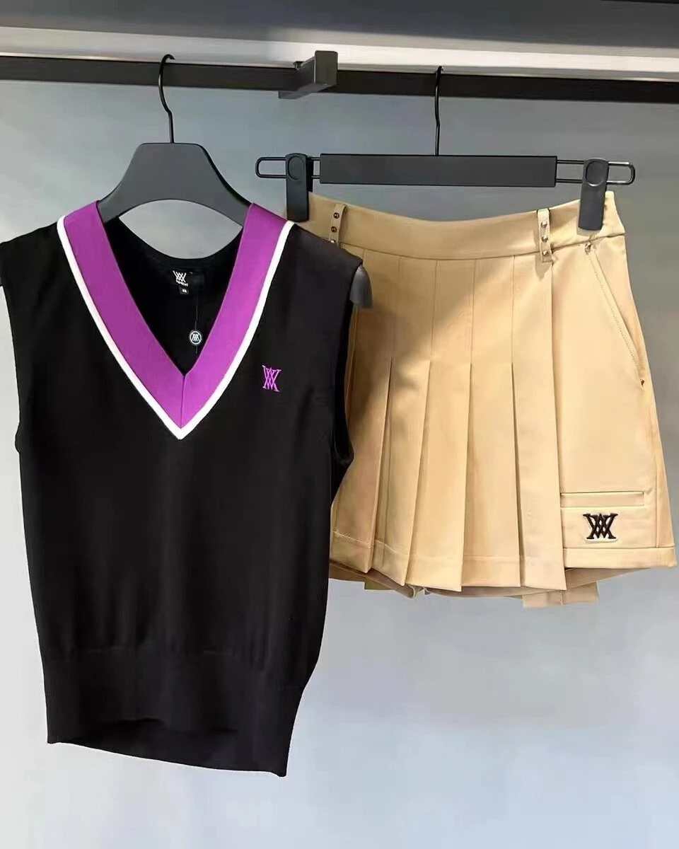 

Chic Women Golf Skort 2026 Irregular Pleated Shorts Skirt Luxury Embroidered Slim Fit High Waist Sporty Tennis Outfits