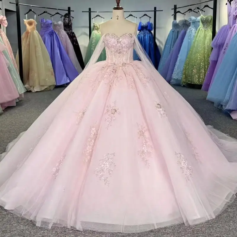 

Нежные милые платья Quinceanera по индивидуальному заказу для девочек, бальное платье из тюля с кружевной аппликацией и лентой, Vestidos De 15 Anos