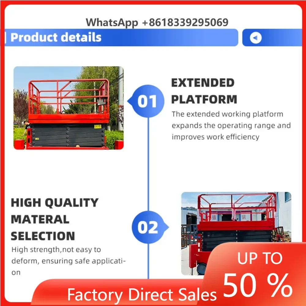 

Electric Self Propelled Scissor Lift 6m 8m 10m 12m Full Battery Mobile Hydraulic Aerial Work Platform Steel Frame