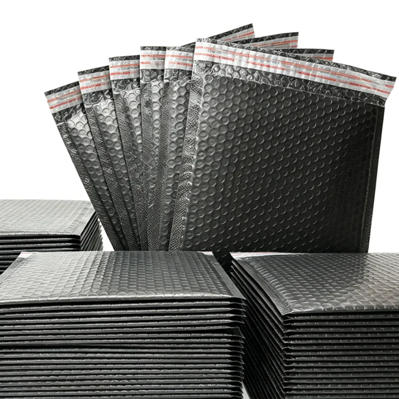 Black Bubble Mailers, Self-Sealing Inflatable Bubble Envelopes, Waterproof Shipping Packaging Bags, 4 Sizes
