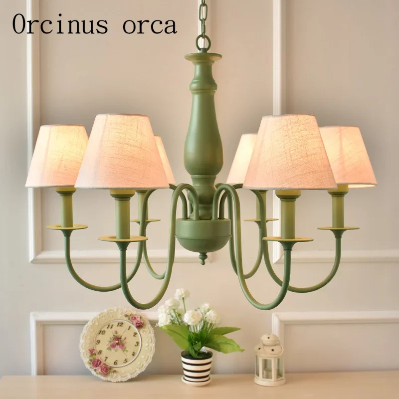 

North European style country simple garden living room bedroom chandelier European style mix fabric Mediterranean Chandelier