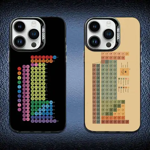 Chemistry Periodic Table Phone Case For iPhone 16,15,14,13,12,11,Mini,Pro,E,MAX Black Candy Matte Shockproof Cover