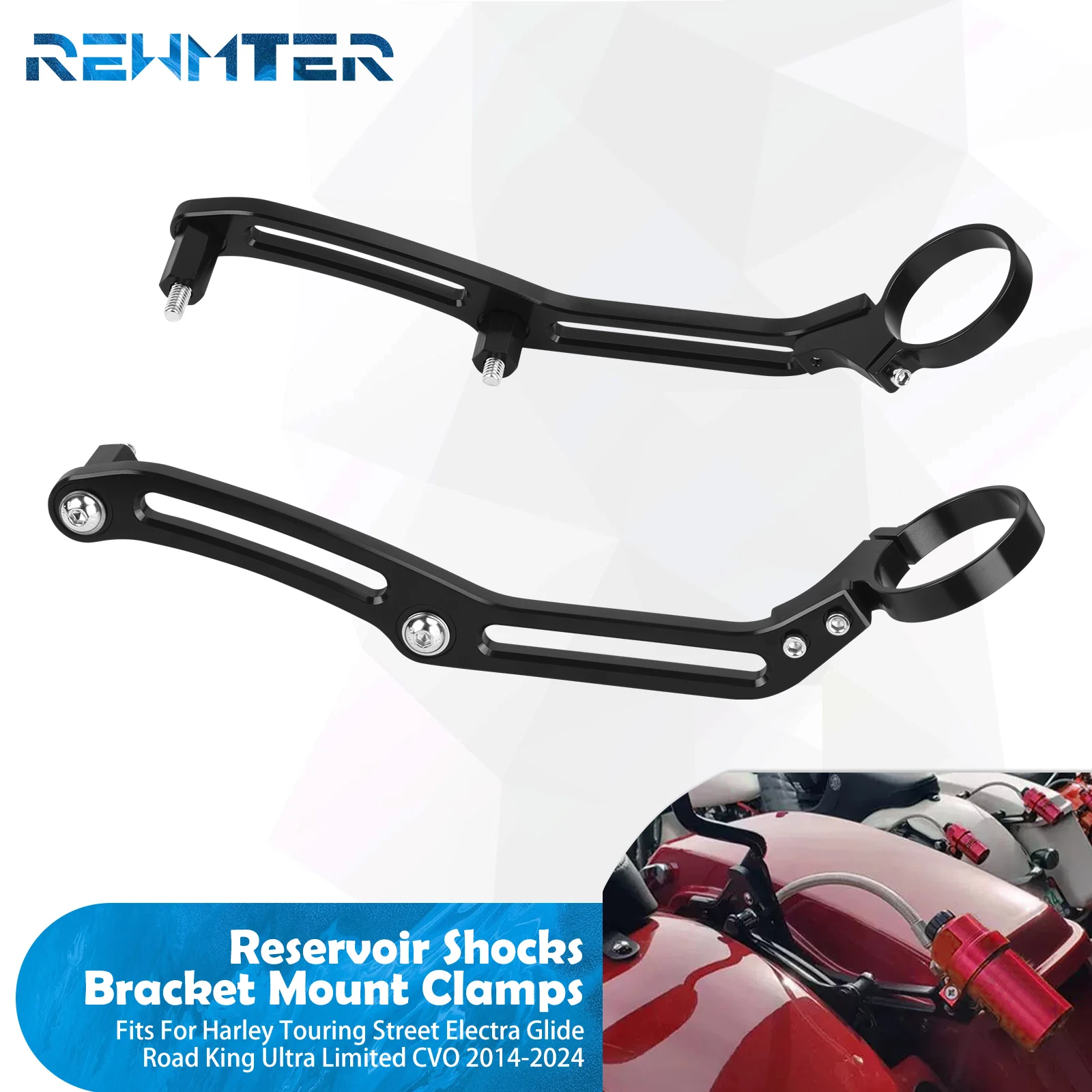 

Motorcycle Remote Shock Reservoir Mount Bracket Holder For Harley Touring Road King Electra Glide FLTR FLHX FLHTK FLTR 2014-2024