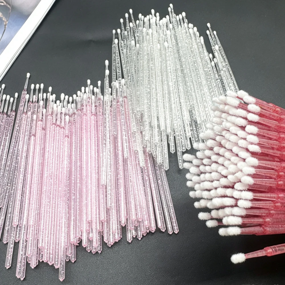 100PCS Crystal Micro Brush Disposable Lashes Removing Swab Mascara Wands Applicator Eyelash Extension Brushes Makeup Tools