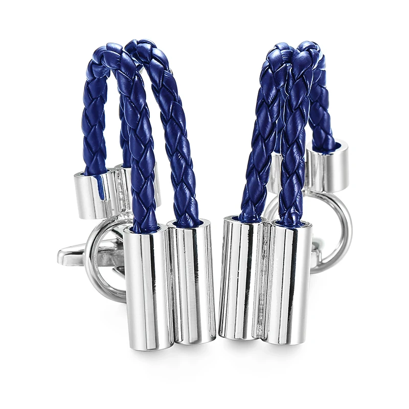 Blue cowhide rope cufflinks, high-quality and fashionable French style shirts sleeve accessories men's business clothing buttons