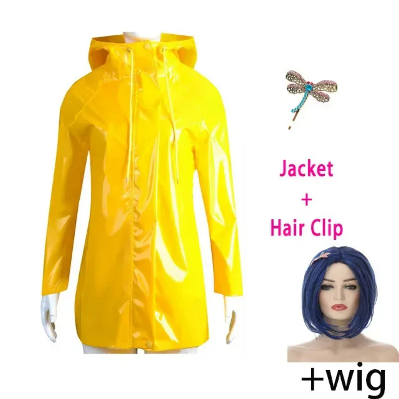 Movie Coraline Wybie Lovat Cosplay Costume Outfits Coraline Cosplay Hoodie Jacket Coat Halloween Party Carnival Suit Raincoat