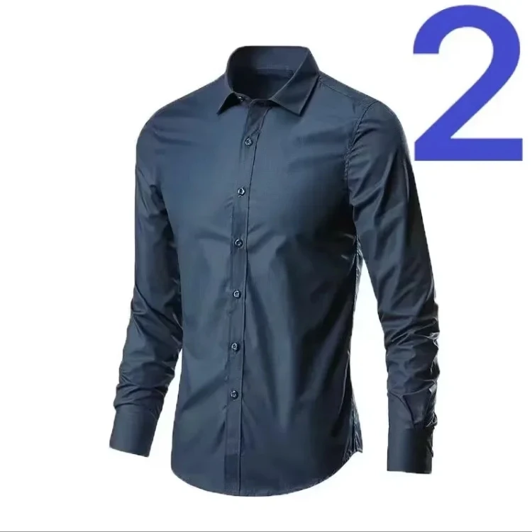 Spring Autumn Men's Long Sleeve White Shirt Business Slim Fit Korean Style Casual Professional Men's Blouse