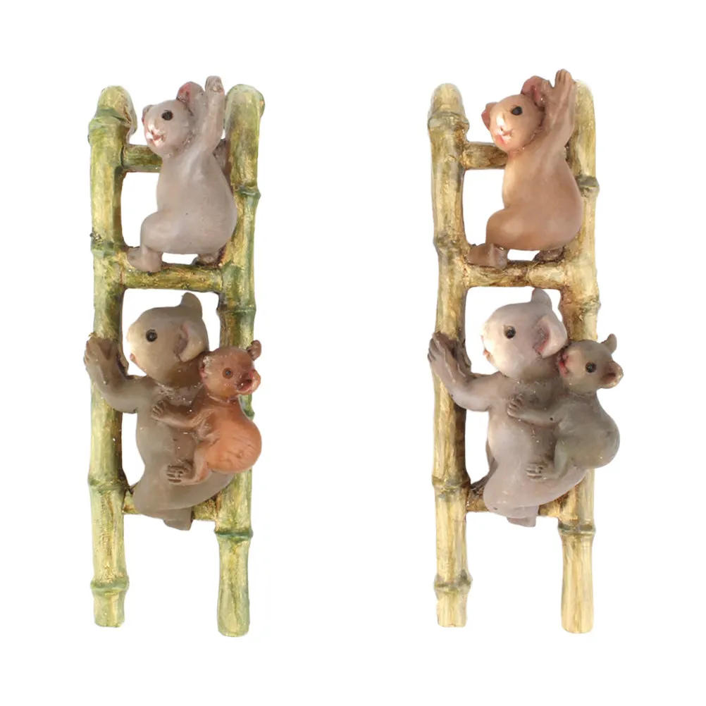 2pcs Climbing Koala Statues Ladder Flower Pot Decoration Plant Ornaments Resin Garden Sculptures Bonsai Embellishment Xmas Gift