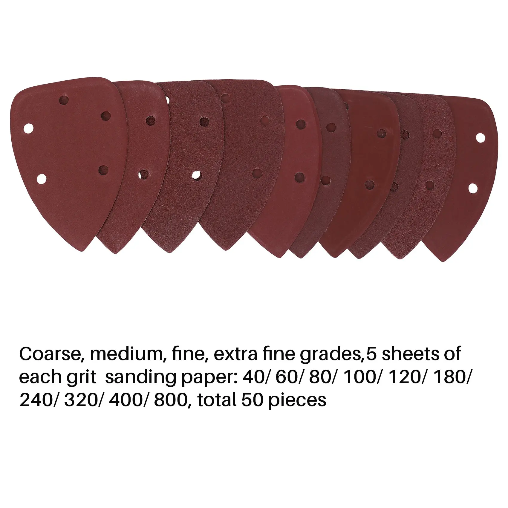 50 Pieces Mouse Detail Sander Sandpaper Sanding Paper Hook and Loop  orted 40/ 60/ 80/ 100/ 120/ 180/ 240/ 320/ 400/ 800 Grits