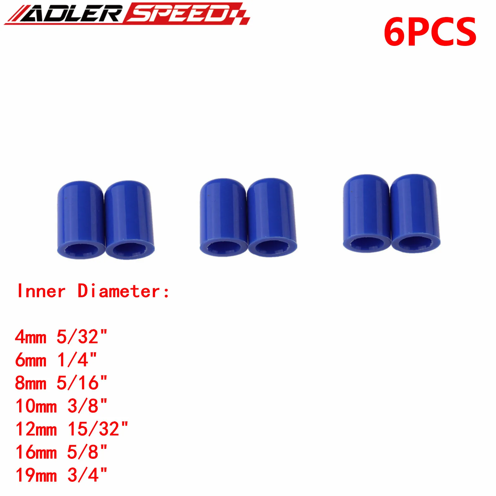 6pcs/lot Silicone Blanking Cap Intake Vacuum Hose Tube End Bung Plug Inner Diameter 4mm to 32mm End Cap Blue