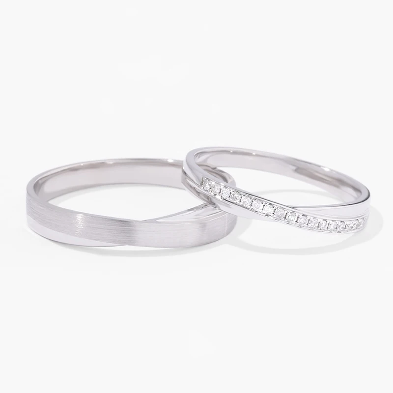 

Interwoven & Brushed Design Natural Diamond Bridal Set, Designer 18K 14K 9K & PT950 Wedding Bands, Custom Matching Rings