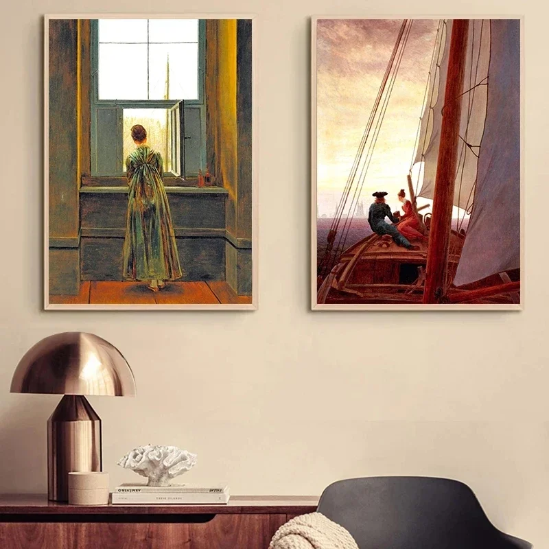 Caspar David Friedrich Artwork Posters Classical Vintage Wall Art Canvas Painting and Print Picture for Nordic Living Room Decor