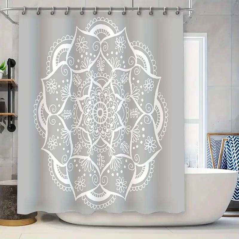 

Boho Shower Curtain Floral Pattern Nature Landscape Bathroom Decor Farmhouse Rustic Home Textile Washable Waterproof Set