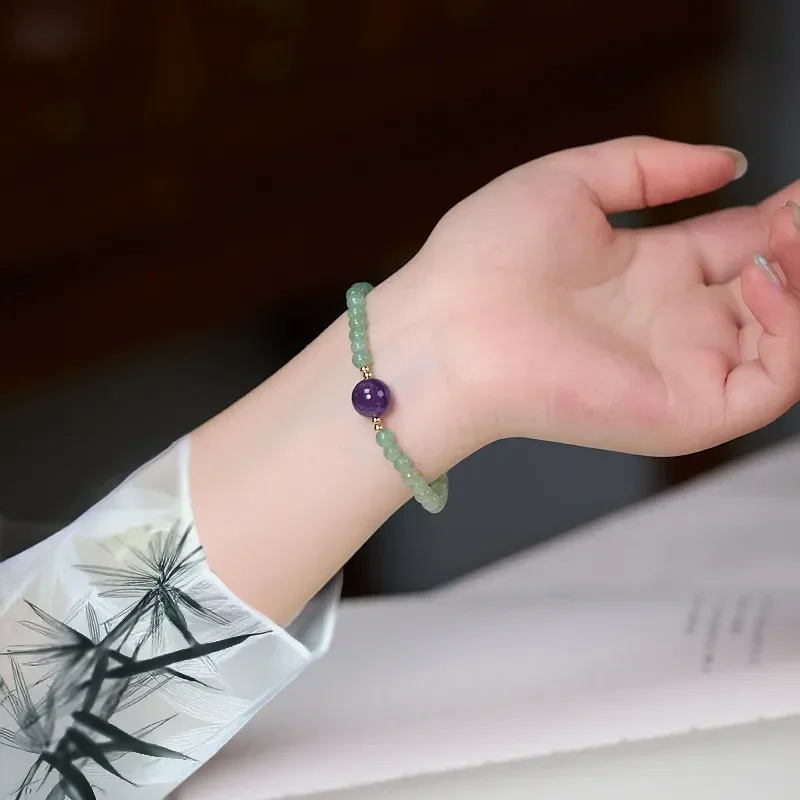 [Yunzi Chunhui] New Chinese bracelet stacked wearing double circle bracelet Xiaohongshu crystal bracelet purple