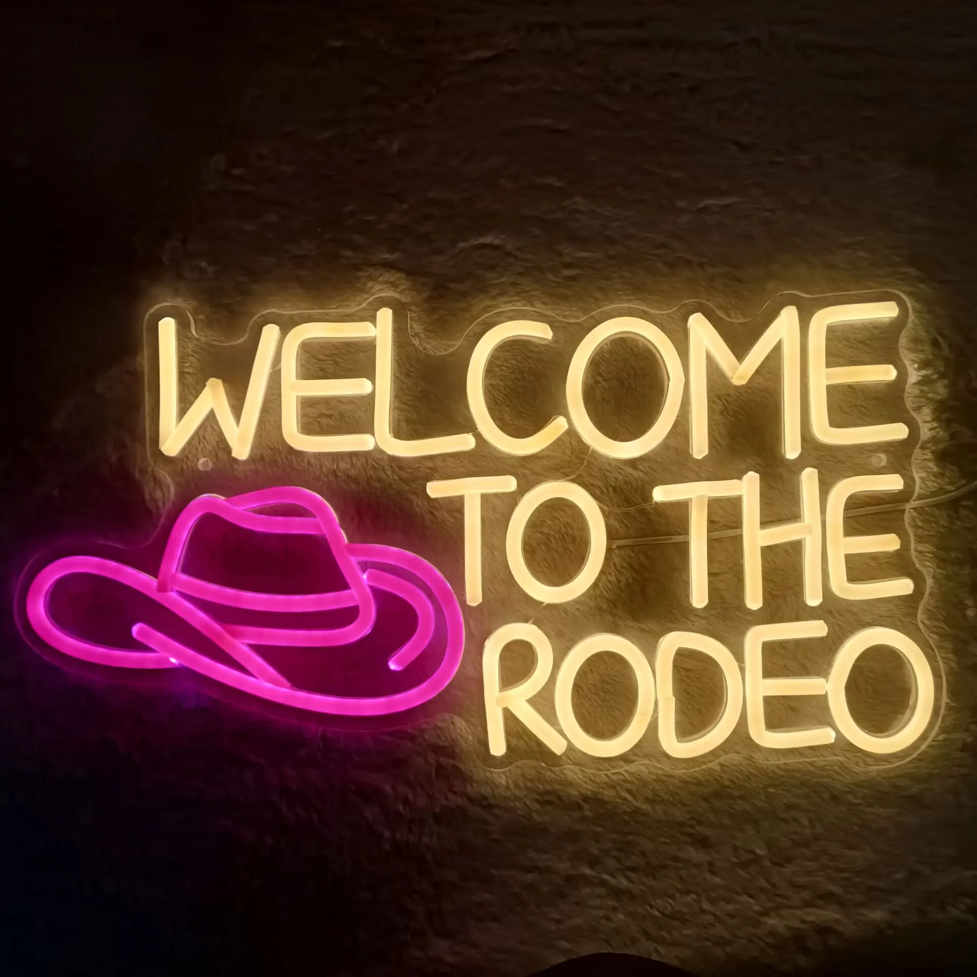 LED Neon Sign Welcome To The Rodeo Neon Sign USB Dimmable Suitable for Commercial Stores Window Party Club Gift for Cowboy Lover