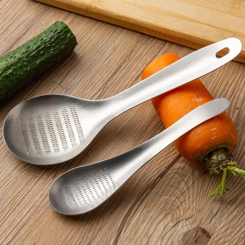 New New! Hot Selling High Quality For Kitchen Stainless Steel Garlic Ginger Fruits Root Vegetable Grater Grinder Spoon