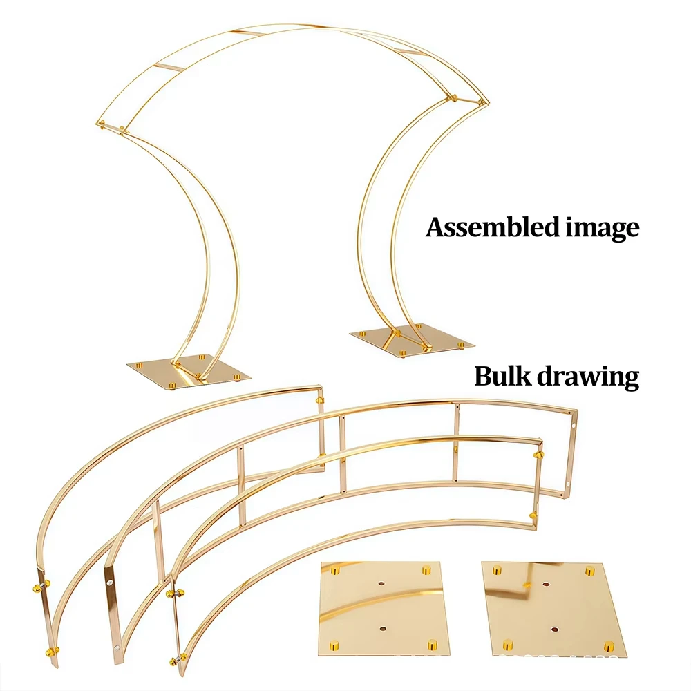 5/10 Stück Goldene Metall-Blumenständer, Elegantes Tisch-Centerpiece für Hochzeitsfeier im Freien – Detail 6